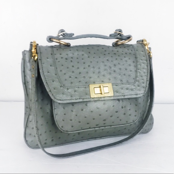 REBECCA MINKOFF Ostrich Embossed Leather Satchel - Picture 5 of 8